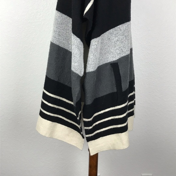 Caslon Stripe Zip Front Poncho Sweater SW114 - Picture 6 of 8